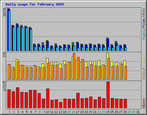 Daily usage for February 2025