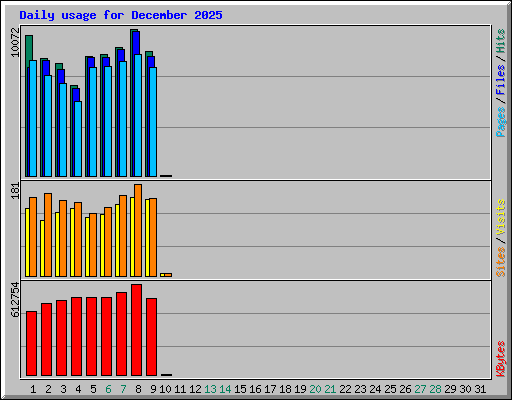 Daily usage for December 2025